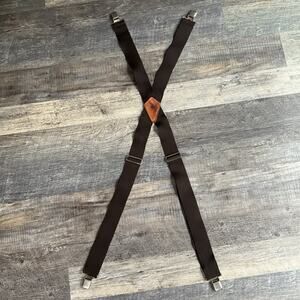 Vintage Carhartt logo Suspenders Brown 2" Wide Clip On, Adj. elastic one size‎